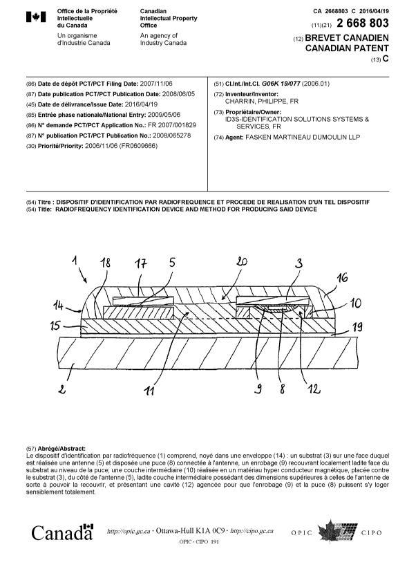 ID3S Cnadian Patent